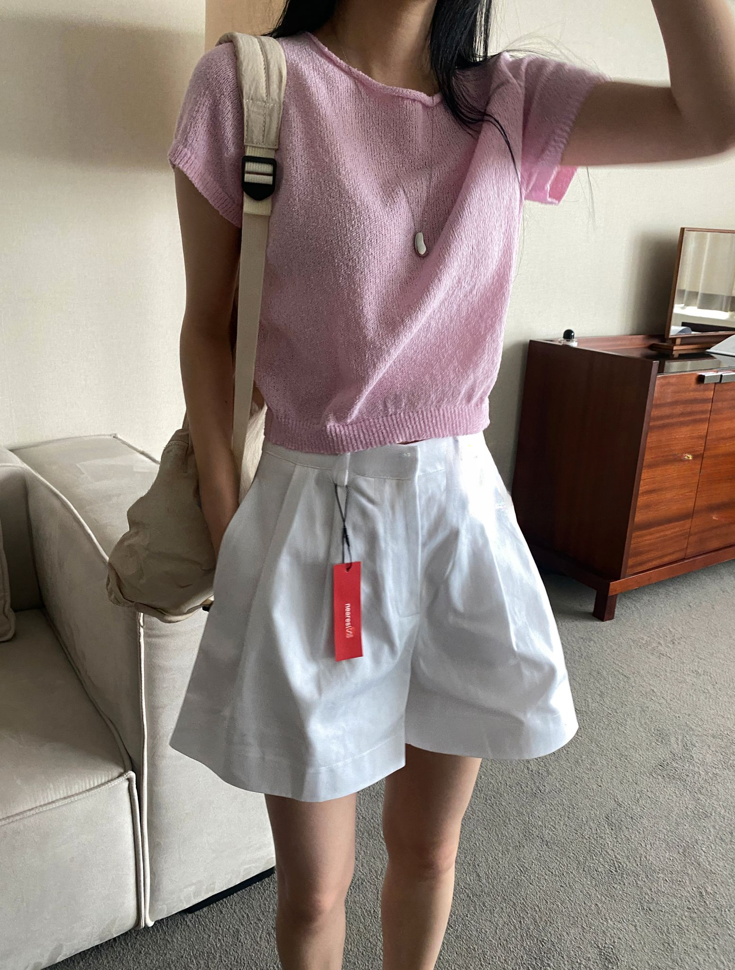 여름신상)) 부클 라운드 크롭 반팔니트 [mtzkz]