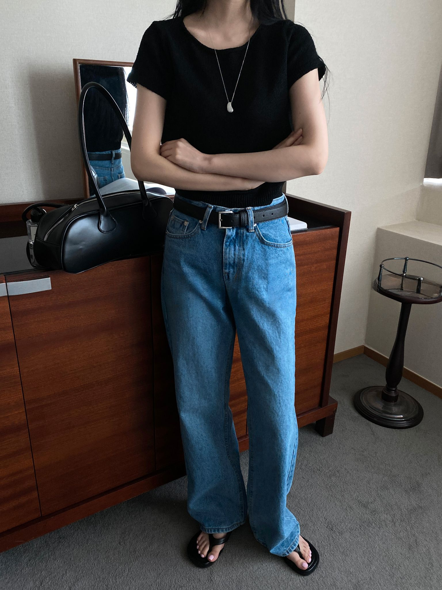 여름신상)) 부클 라운드 크롭 반팔니트 [mtzkz]