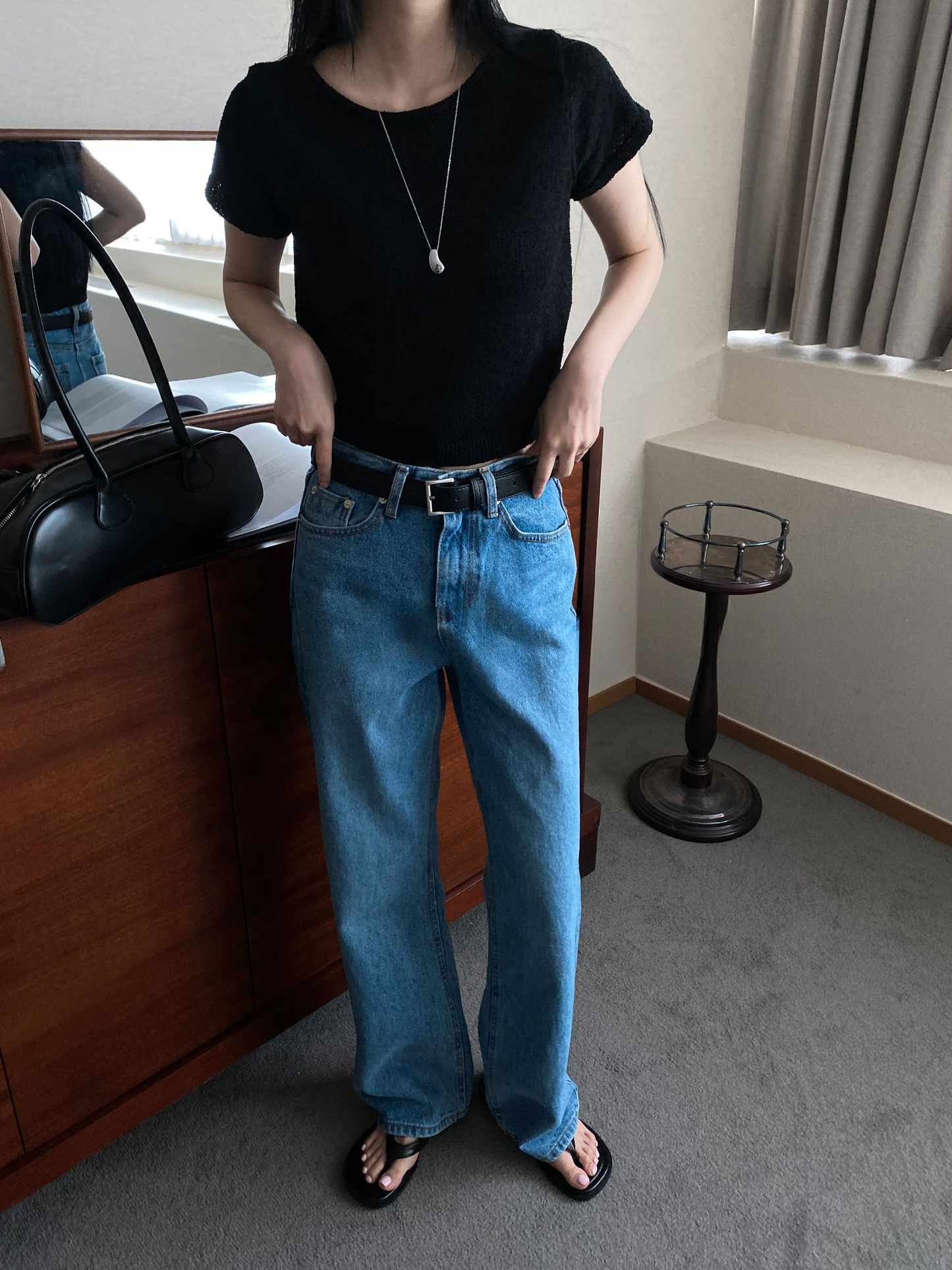 여름신상)) 부클 라운드 크롭 반팔니트 [mtzkz]