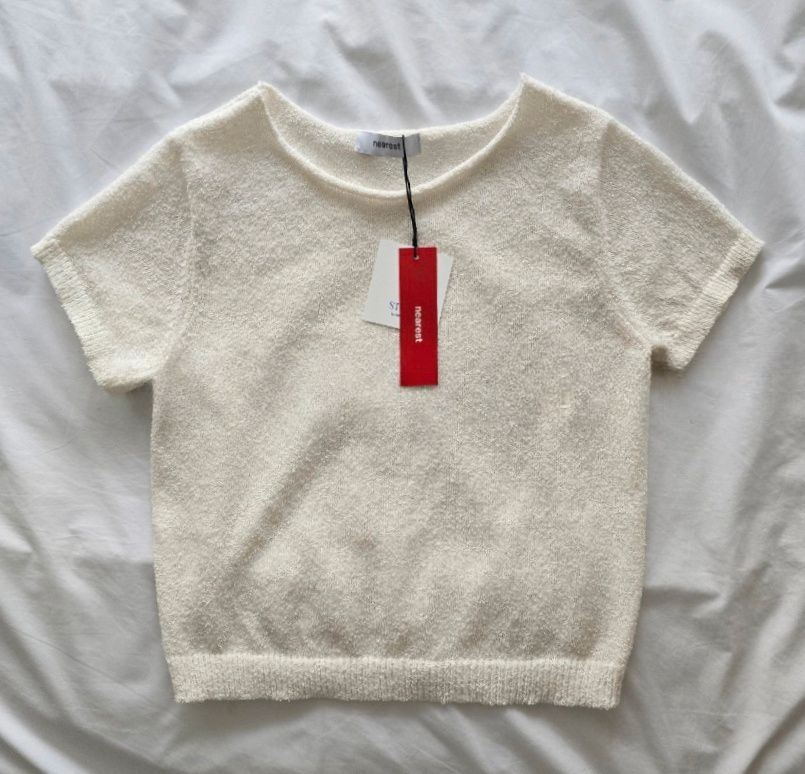 여름신상)) 부클 라운드 크롭 반팔니트 [mtzkz]