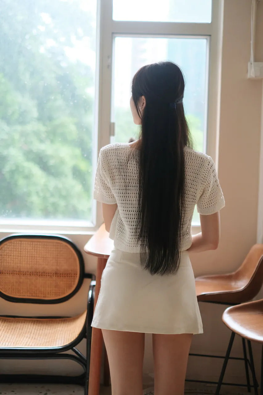 鏤空綁帶針織上衣