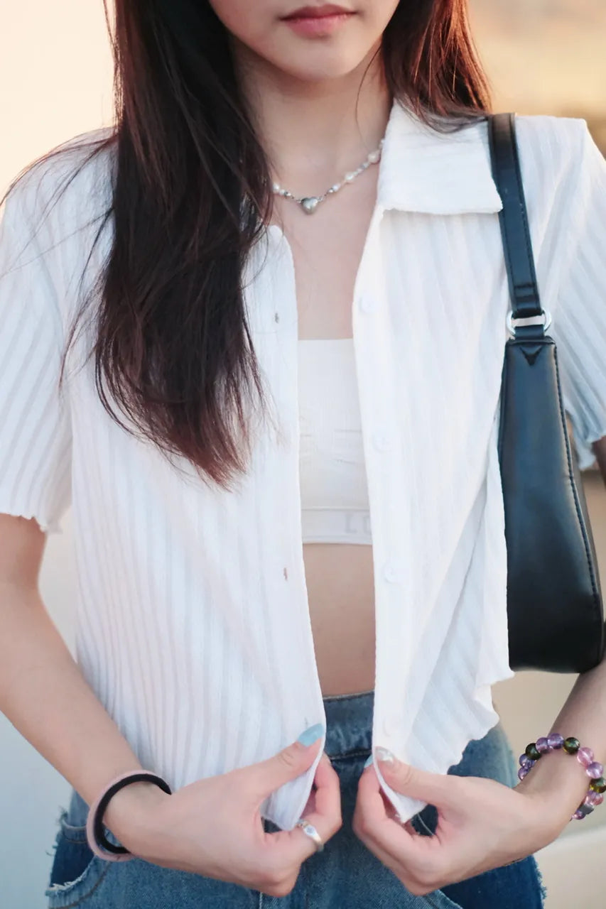 暗坑紋POLO領短上衣