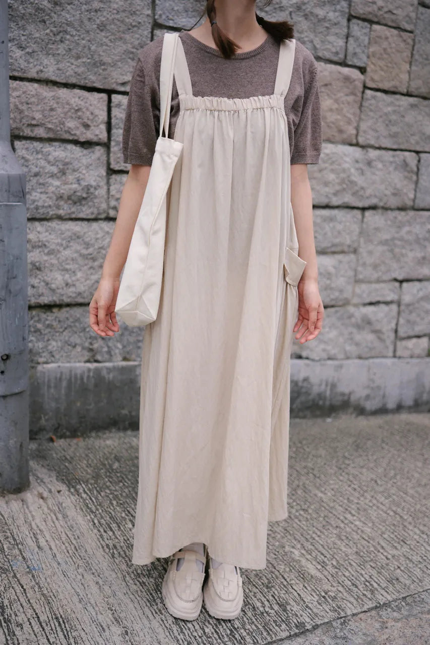 靚靚麻質吊帶裙