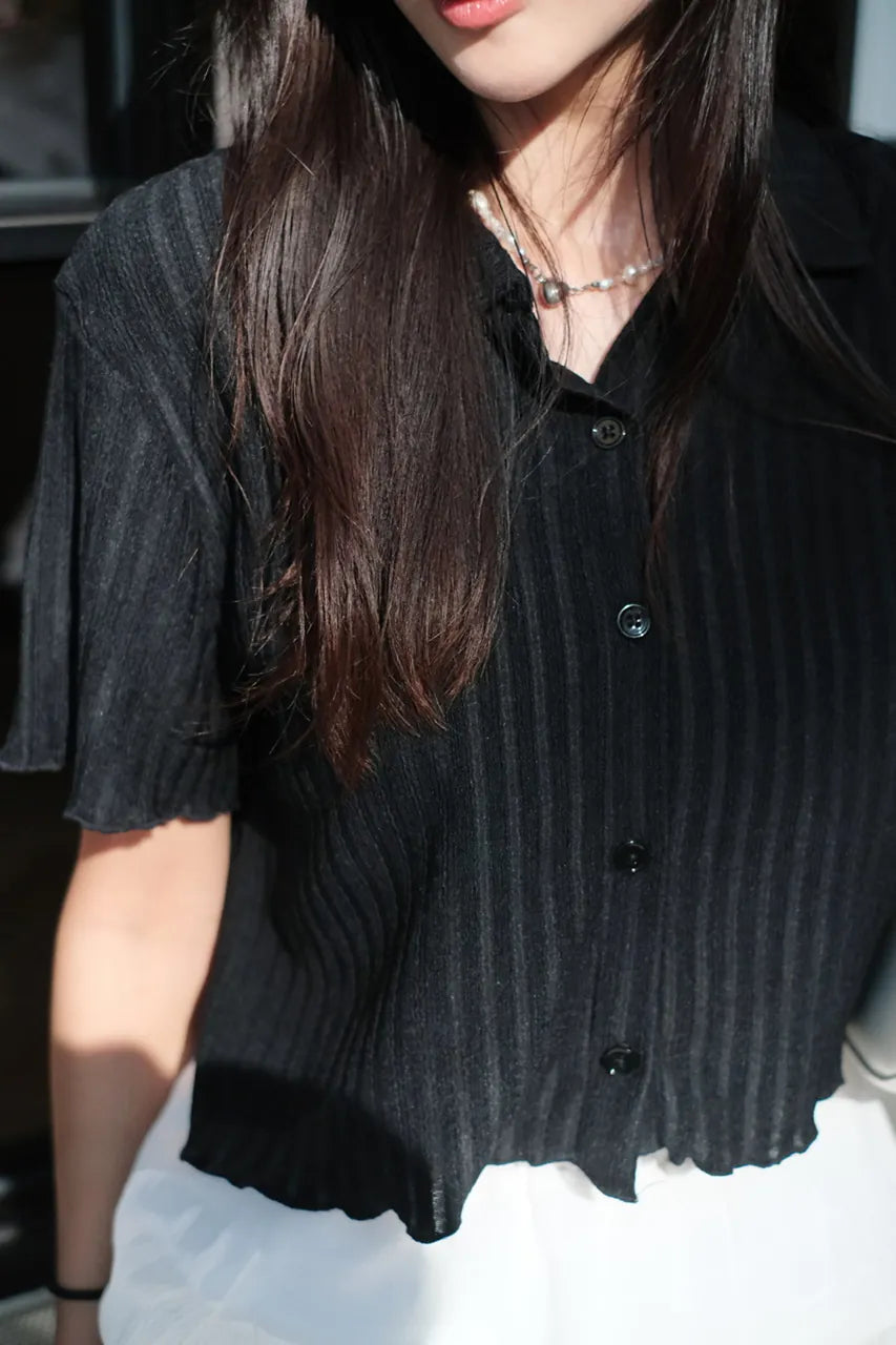 暗坑紋POLO領短上衣